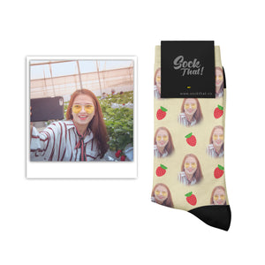 Custom Strawberry Face Socks 🍓