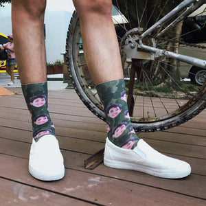 Breezy & Sparkly:Custom Camo Face Socks 🌳