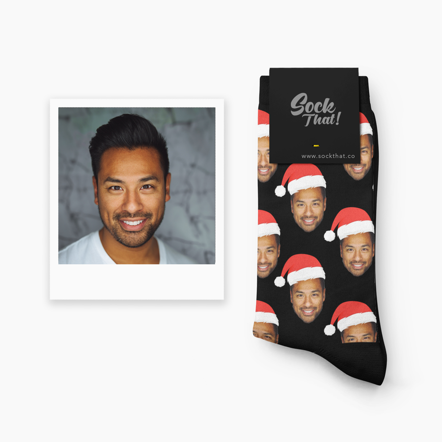 Custom Santa Hat Face Socks 🎅